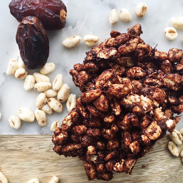 Chocolate Date Puffed Wheat Squares
