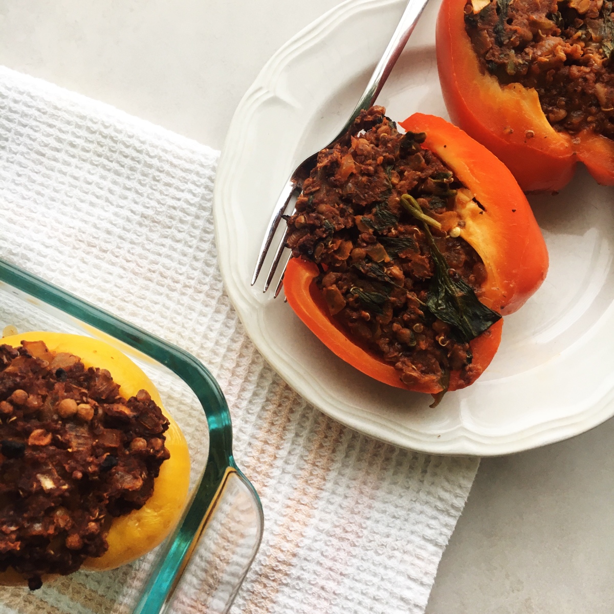 Lentil and Quinoa Stuffed Peppers