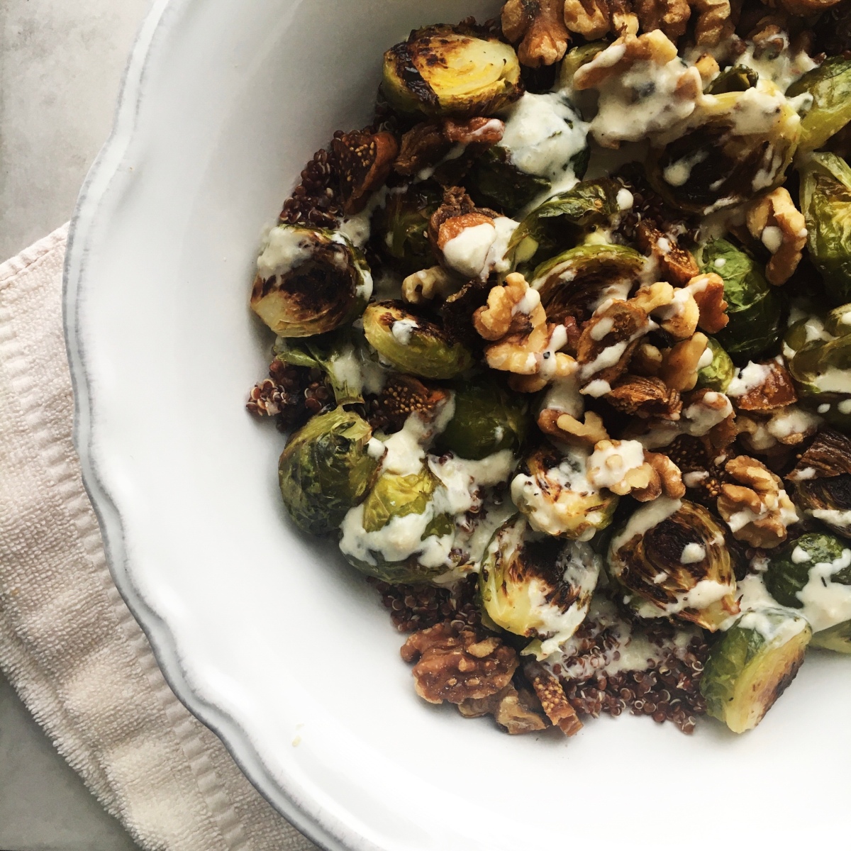 Brussels Sprout, Fig and Walnut Salad